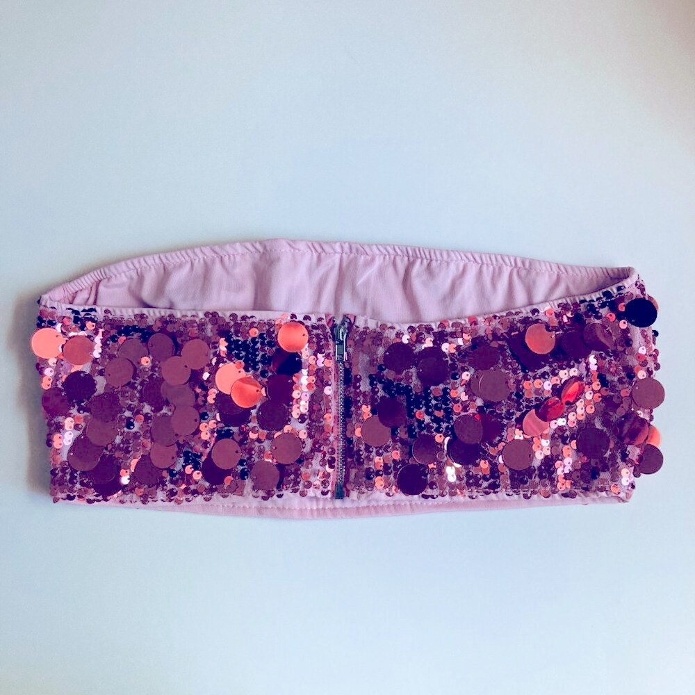 ๐ 5/$25 ๐ Beautiful Pink Sequined Tube Top - Picture 2 of 5
